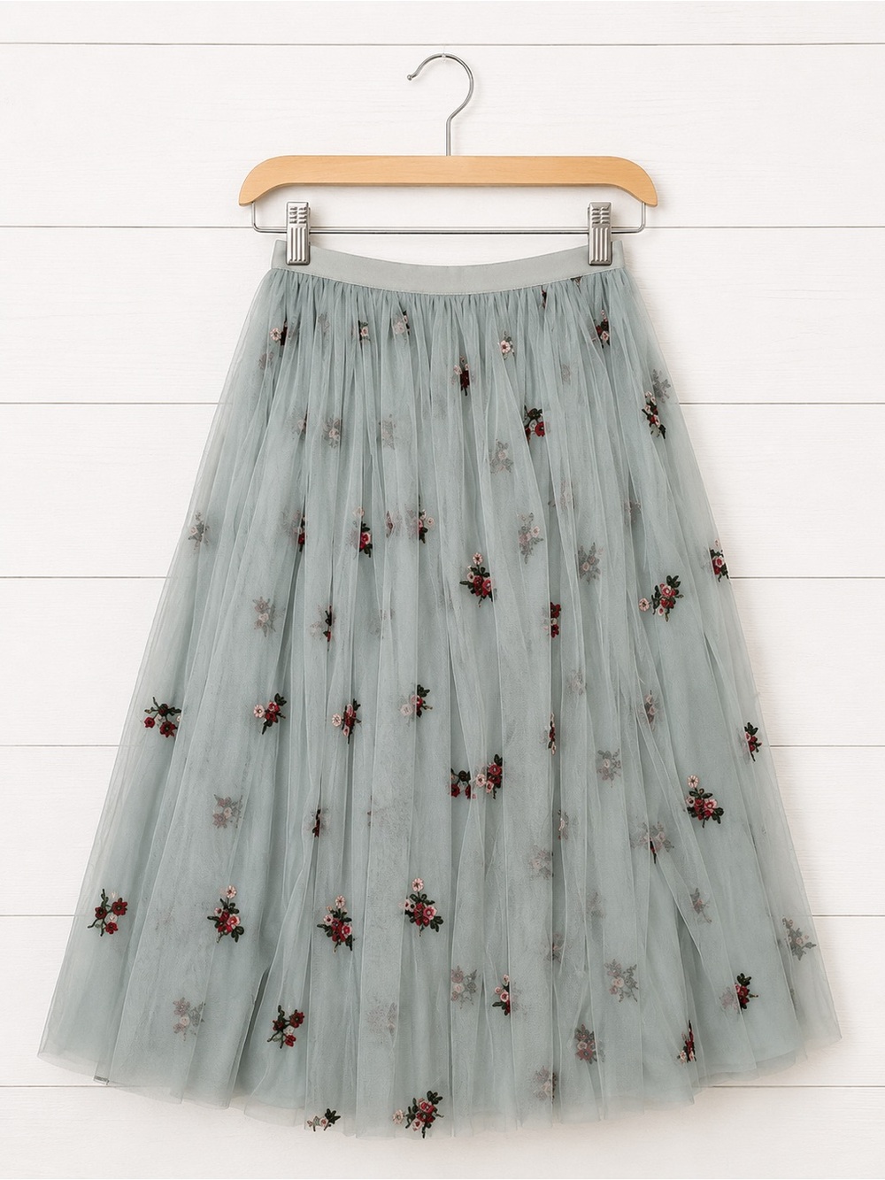ASOS Tulle Floral Midi Skirt